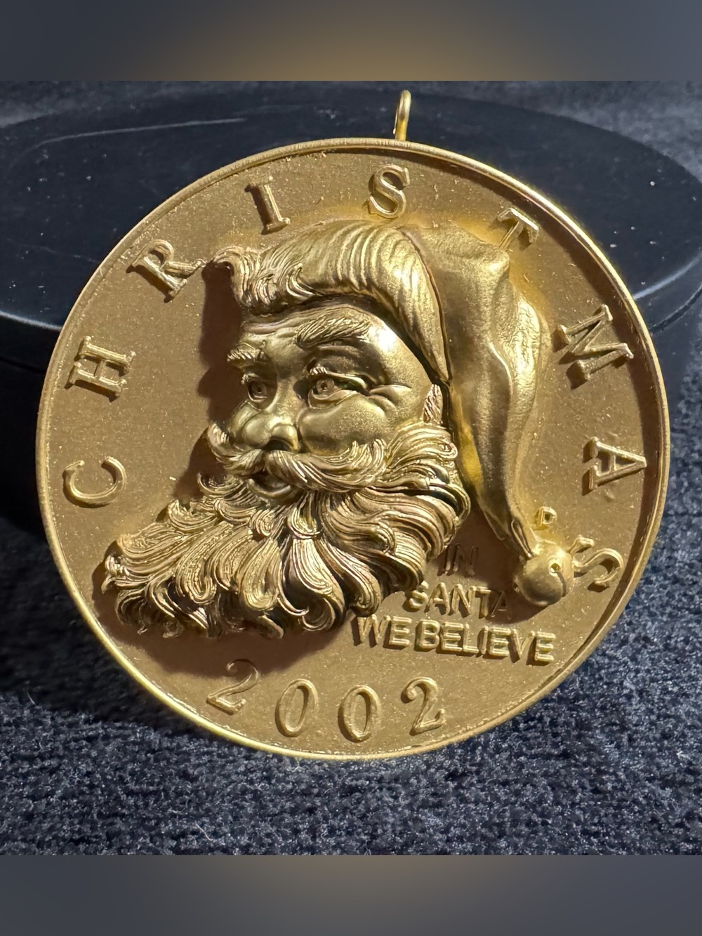 Hallmark 2002 Gold Santa Coin Ornament